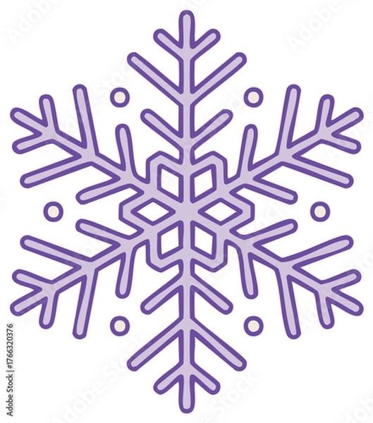 Obraz Purple snowflake vector illustration icon. A simple flat design element for winter, Christmas, and holiday themes.