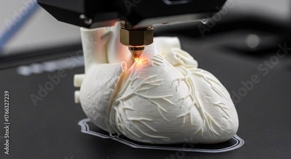 Fototapeta Medical breakthrough with 3D printing of human heart for research and innovative healthcare solutions