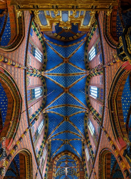 Fototapeta St. Mary's basilica in Krakow, Poland. The church is located on the Main Market Square and have on of the most beautiful ceiling. 