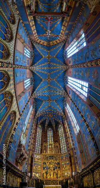 Fototapeta St. Mary's basilica in Krakow, Poland. The church is located on the Main Market Square and have on of the most beautiful ceiling. 