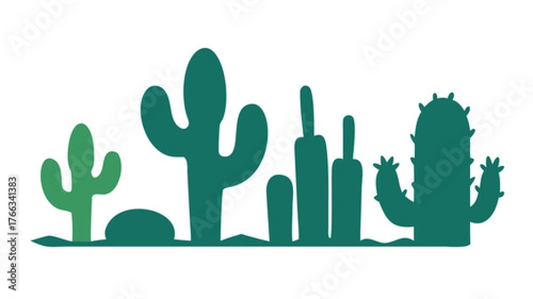 Fototapeta Cactus silhouette. Cactus icon set. Vector illustration.