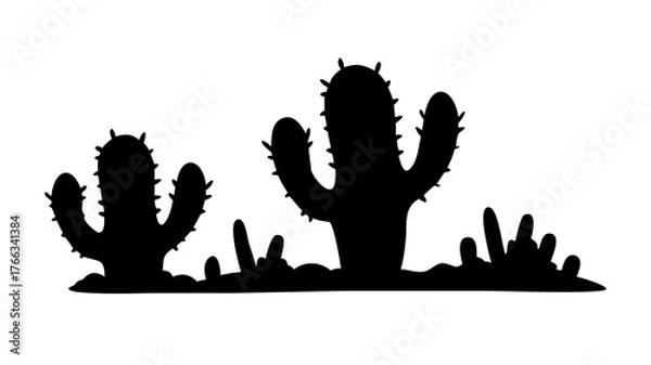 Fototapeta Cactus silhouette. Cactus icon set. Vector illustration.