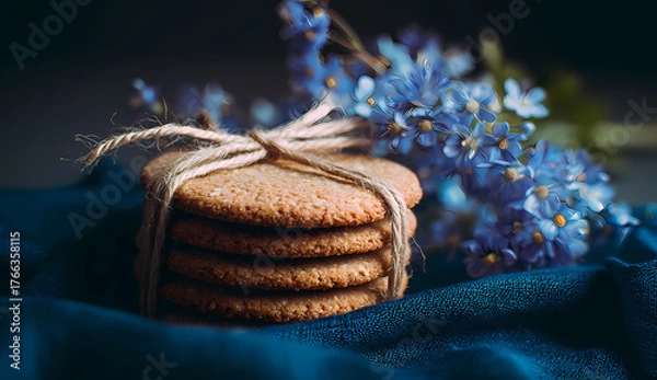 Fototapeta Homemade Keto Cookies Rustic Style for Holiday Baking, School Events, and Craft Sales	