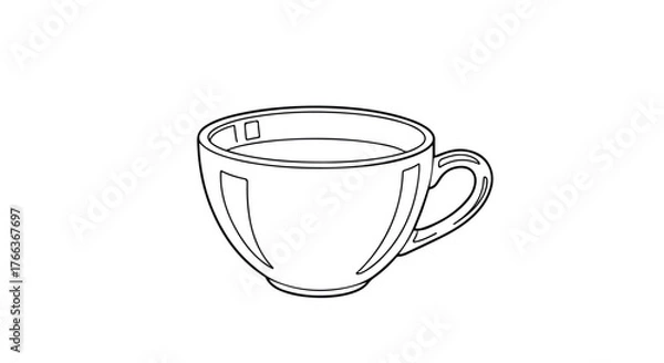 Fototapeta Minimalist teacup illustration drawn in clean contour lines, elegant and simple.