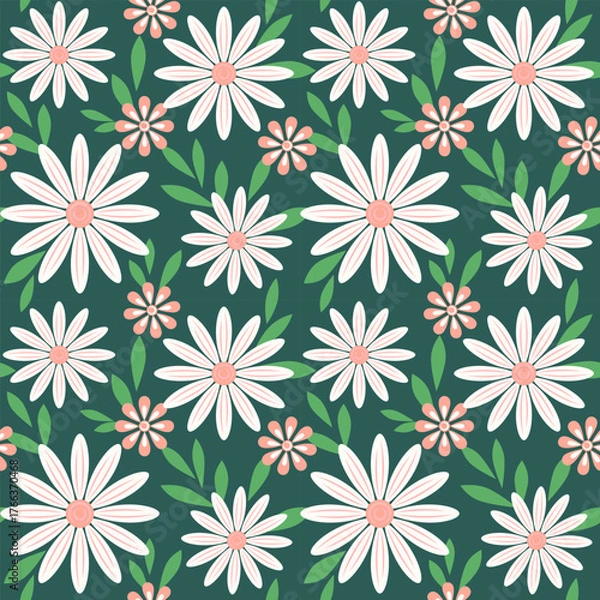 Obraz Retro Floral Seamless Pattern with Large and Small Blooms