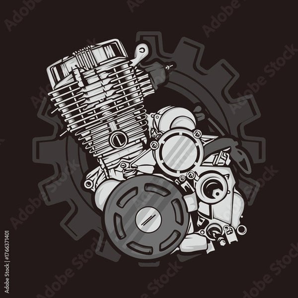 Obraz Motorcycle Engine Vector Image and Illustrator