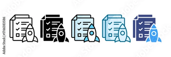 Fototapeta Project Launch Icon Set Multiple Style Collection