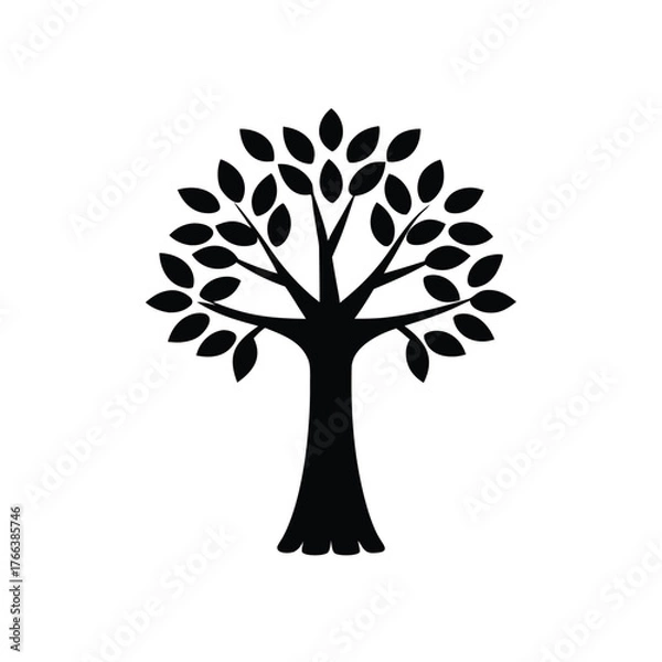 Fototapeta Baobab Tree Silhouette Vector for African Nature, Safari, and Eco Design