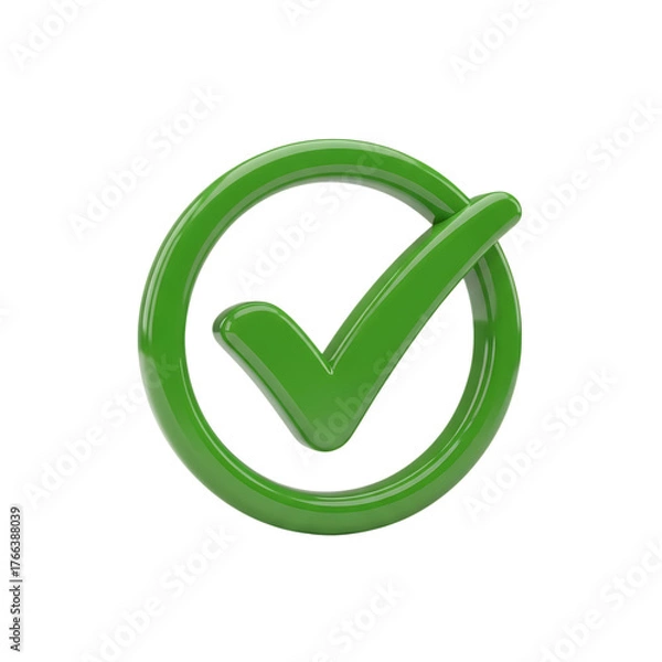 Obraz Achieve success with this vibrant green checkmark icon, perfect for websites, presentations, and marketing materials to signify approval and validation