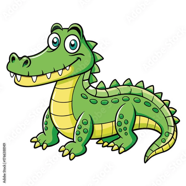 Obraz cartoon, animal, dinosaur, dragon, illustration, vector, crocodile, reptile, lizard, green, alligator, art, wildlife, fun, drawing, character, cute, nature, monster, frog, gecko, wild, funny, toy, hap