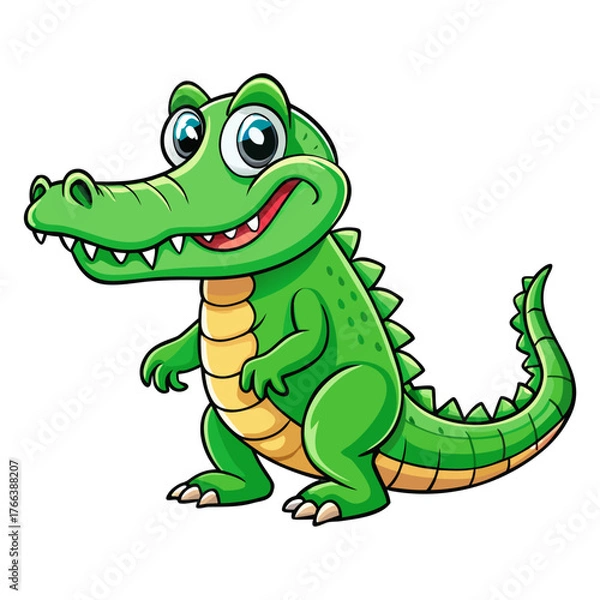 Obraz cartoon, animal, dinosaur, dragon, illustration, vector, lizard, crocodile, reptile, green, cute, fun, dino, character, wildlife, alligator, drawing, gecko, monster, art, baby, happy, frog, funny, nat
