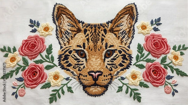 Obraz 繊細な動物の刺繍