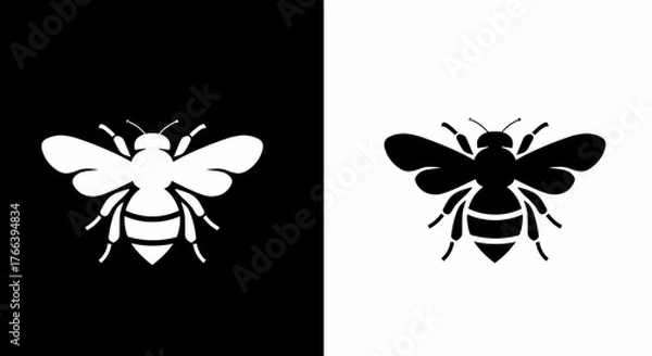 Obraz Bee Silhouette Monochrome Graphic Design Element for Symbol or Logo