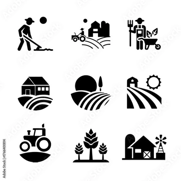 Fototapeta Farming  icon set