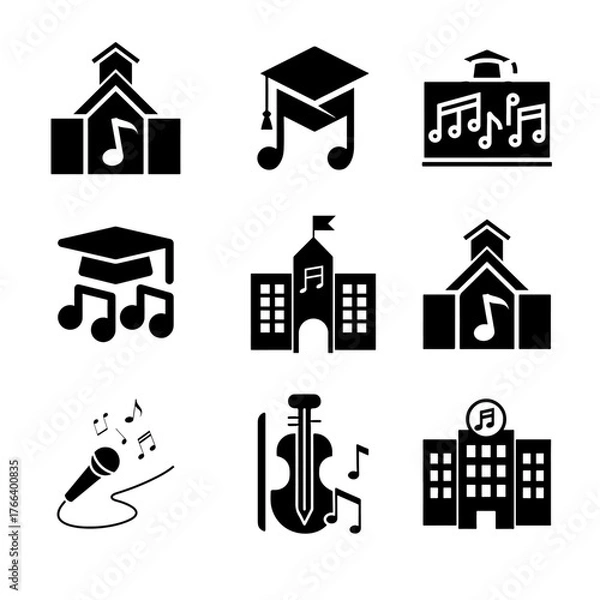 Fototapeta music school icon set