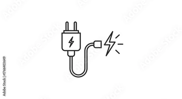 Fototapeta Modern electrical adapter and plug with a lightning bolt symbol indicating power and energy