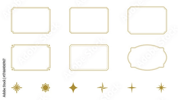 Obraz ゴールドのフレーム素材セット　ベクター
