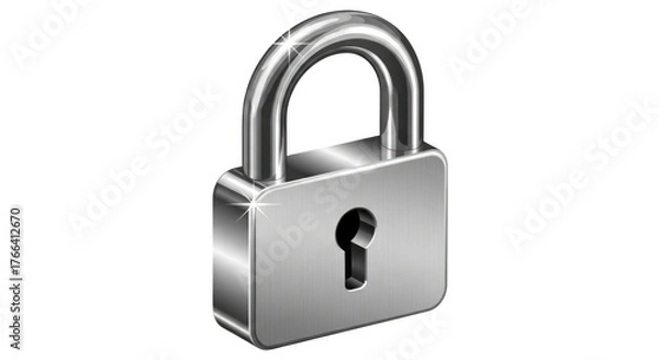 Obraz Shiny Metal Padlock with Keyhole on White Background - A Symbol of Security, Protection, and Privacy