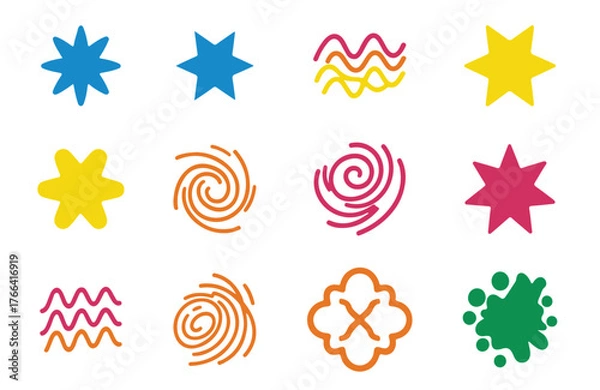 Fototapeta Colorful graphic elements and symbols on vector icon set