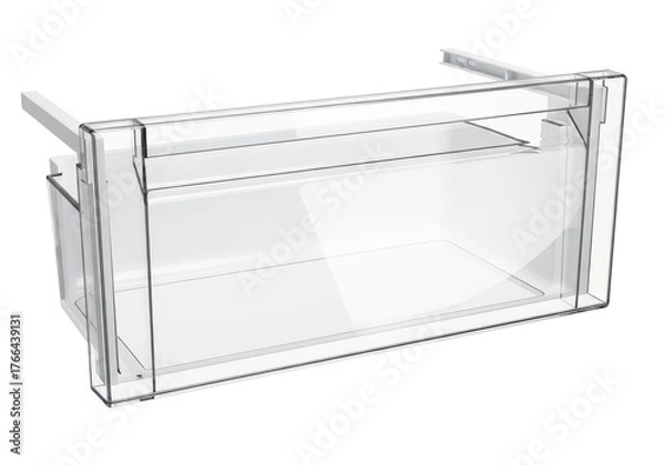 Fototapeta Empty Clear Plastic Container Tray for Refrigerator Storage on White