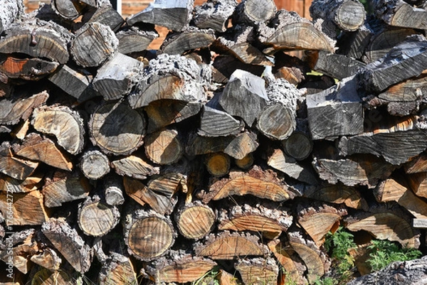Fototapeta Full-frame background with a woodpile