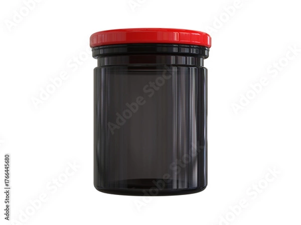 Obraz Multipurpose dark clear glass bottle with front red cap