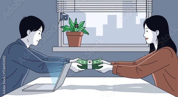 Fototapeta Digital Money Transaction with Surveillance. Online Payment Exchange, Financial Privacy, and Data Monitoring Concept.