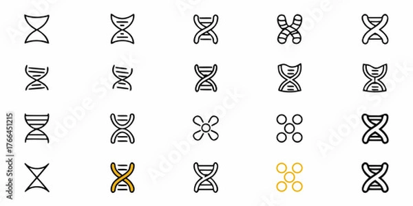 Obraz Modern DNA Helix Icons for Science and Healthcare Projects, Clean Vector Graphics for Websites, Presentations, and Educational Materials, Genetic Research