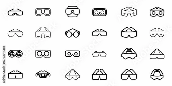 Obraz Dive into immersive experiences with these virtual reality headset icons, perfect for tech innovation and futuristic design projects, conveying digital advancement.