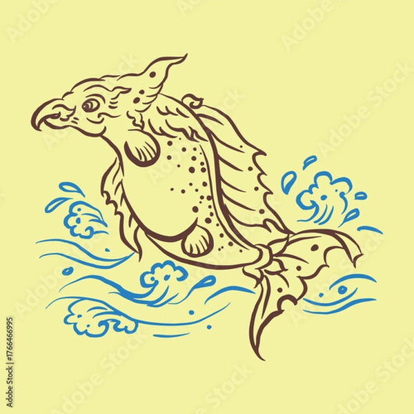 Fototapeta fantasy of fish vector for illustration card decoration