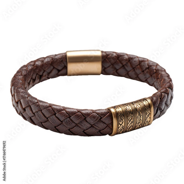Fototapeta Stylish brown woven leather bracelet png jewelry png fashion png accessory png leather png braided png wrist png elegant png handmade png casual png transparent background image