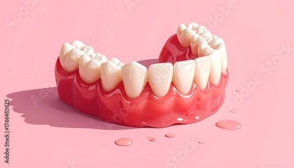 Fototapeta Red swollen bleeding gums signal gingivitis problem, health awareness close up