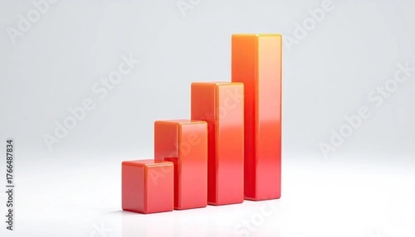 Fototapeta A graphic showing red-orange bars increasing in height, set against a light background