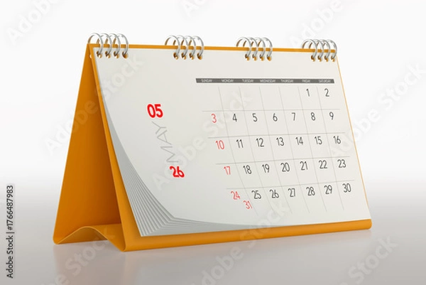 Fototapeta Orange Desktop 2026 Calendar Showing May Month