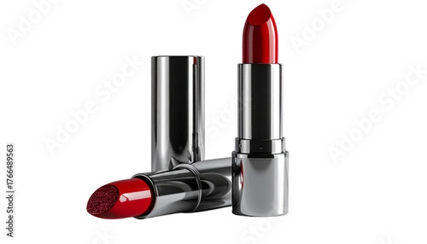 Fototapeta 3. Prescription Pill Jar and Tablet Packaging, i1. Luxury Red Lipstick and Silver Case, isolated on transparent backgroundsolated on transparent background