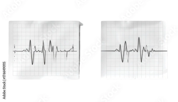 Fototapeta 2. Electrocardiogram Graph Line on Medical Paper, isolated on transparent background
