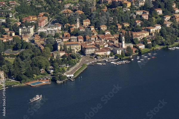 Obraz Lombardy, Lake Como; Cernobbio, aerial.