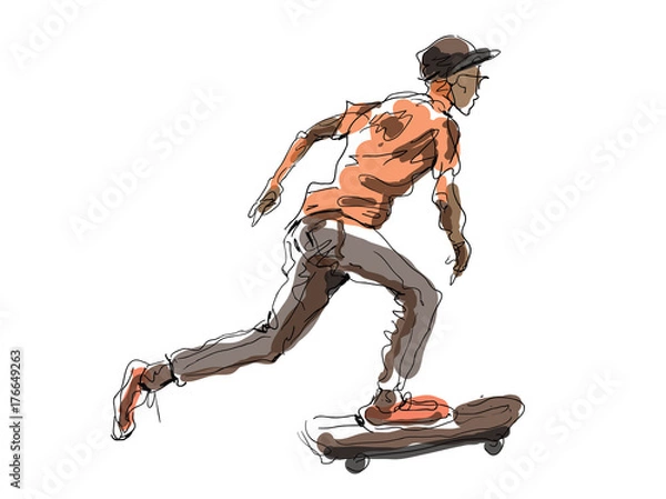 Obraz  Scateboarding Boy - vactor illustration
