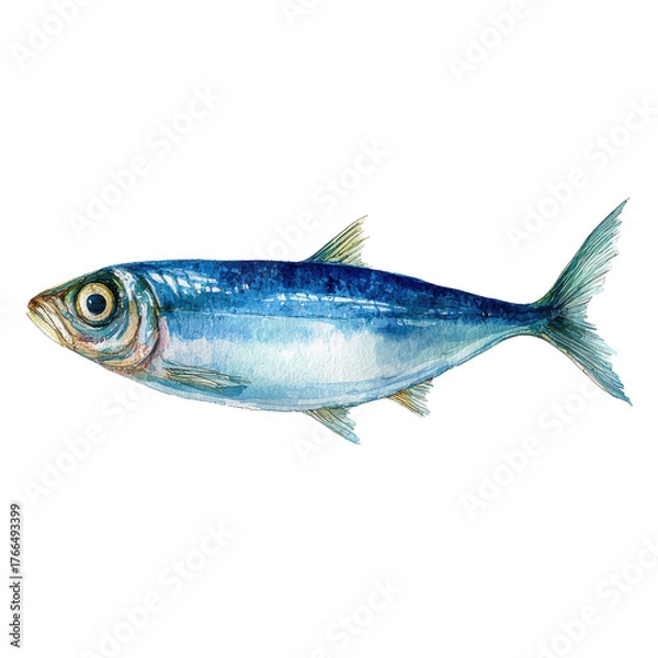 Fototapeta Watercolor sardine illustration png fish png seafood png ocean png aquatic png painting png art png watercolor png marine png illustration png transparent background image