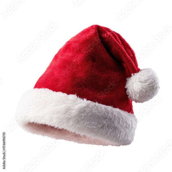Fototapeta Festive Santa hat png Christmas png holiday png red png white png pompom png winter png costume png festive png accessory png transparent background image