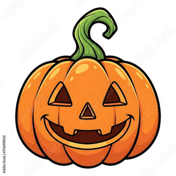Obraz Cartoon Halloween Pumpkin with Smiling Face