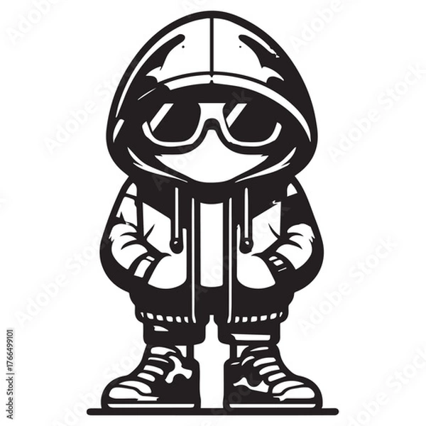 Obraz Streetwear Animal Character – Black and White Minimal Mascot Vector