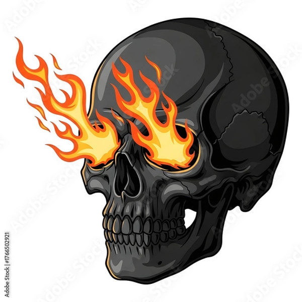 Fototapeta Skull with Flaming Eyes Illustration
