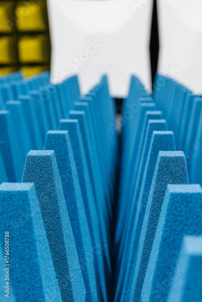 Fototapeta Gros plan sur un revêtement en mousse de polyuréthane dans une chambre semi-anéchoïque
