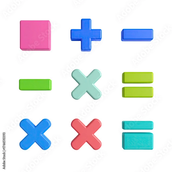 Fototapeta Math symbols square, plus, minus, equals, multiply, divide