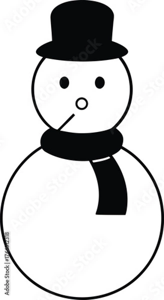 Fototapeta snowman with a broom
