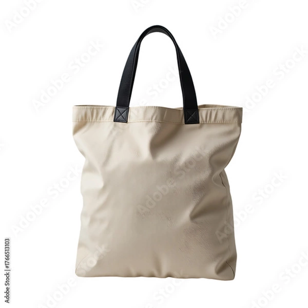 Fototapeta Tote bag with black straps isolated on transparent background