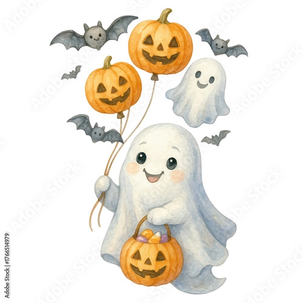Fototapeta Cute Halloween Ghost Clipart