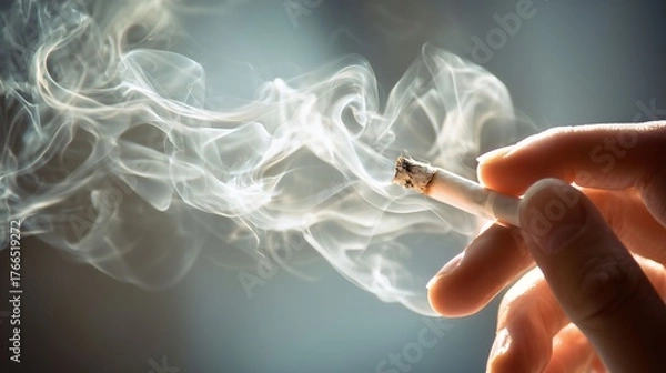 Fototapeta 手元だけの紙巻きタバコと煙