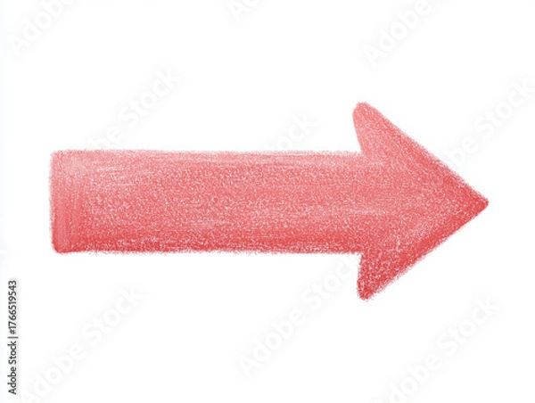 Obraz クレヨンタッチで描かれた右向きの赤い矢印イラスト